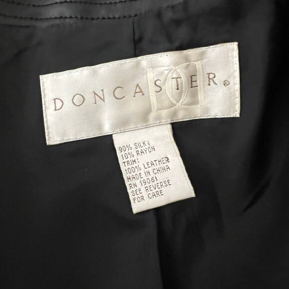 Doncaster Silk Blend Leather Trim Black Cream Tweed Jacket 14 - Picture 10 of 10